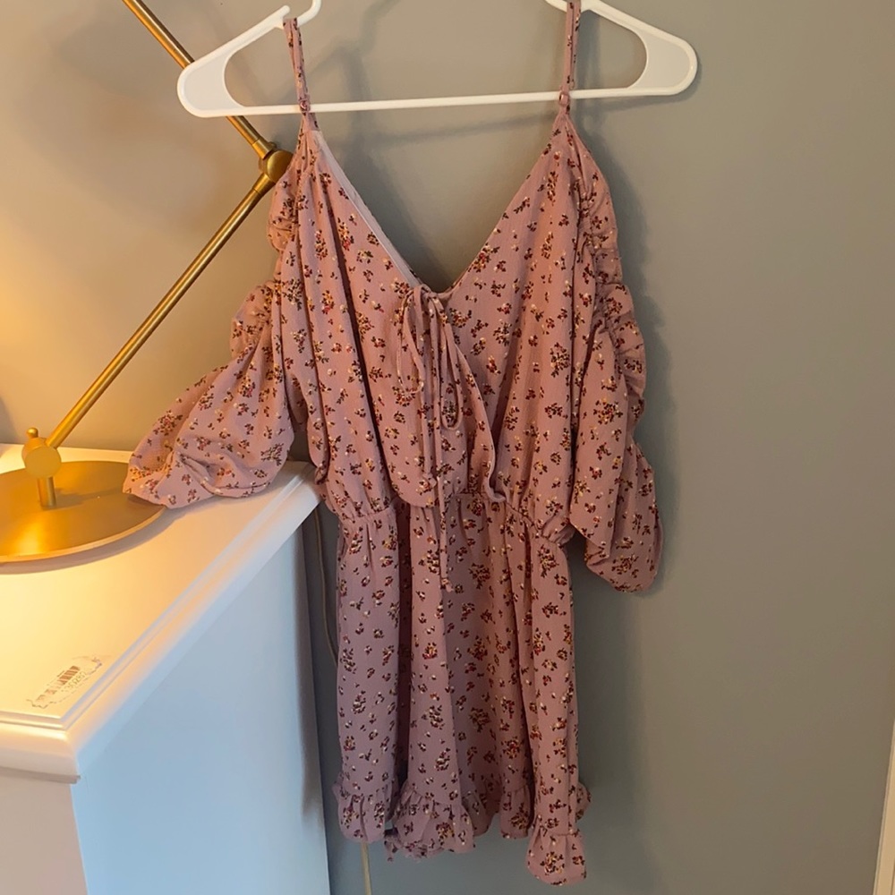Pink floral romper with tie. Great condition!